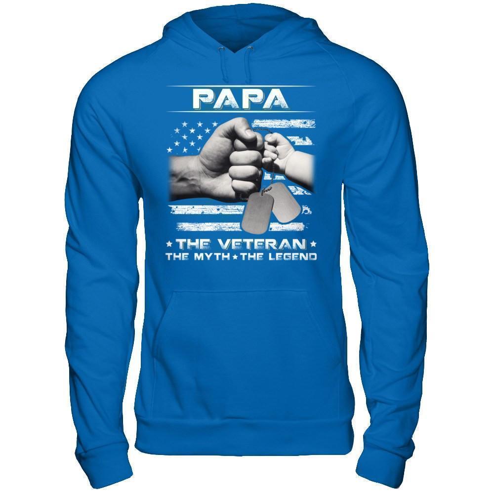 Papa The Veteran The Myth The Legend-T-Shirt & Hoodie-Pullover Hoodie-Royal