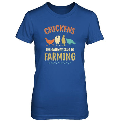 Vintage Chickens The Gateway Drug Funny Farmer Chicken-T-Shirt & Tank Top-Women's T-Shirt-Royal