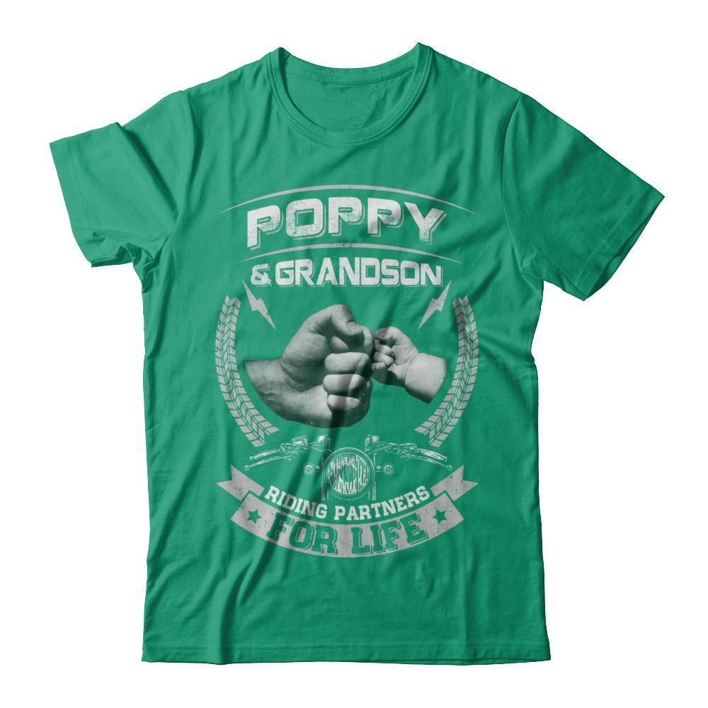 Motocross Poppy And Grandson Riding Partners For Life-T-Shirt & Hoodie-Classic T-Shirt-Kelly Green
