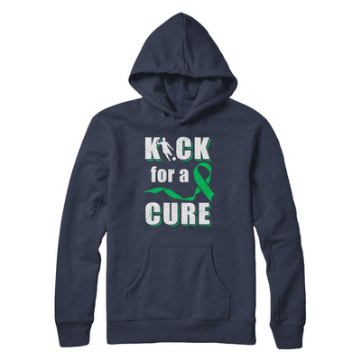 Kick For A Cure Soccer Green Liver Cancer Lymphoma Awareness-T-Shirt & Hoodie-Pullover Hoodie-Navy