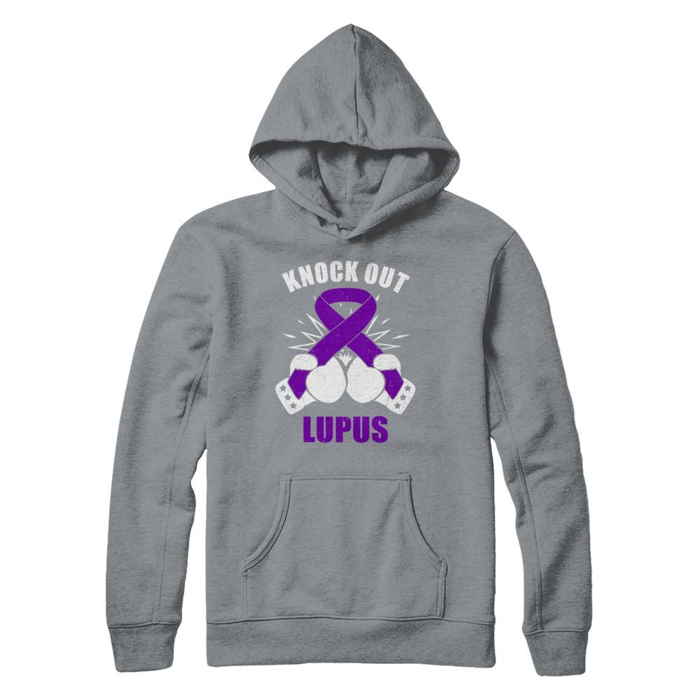 Boxing knock out Lupus Awareness Support-T-Shirt & Hoodie-Pullover Hoodie-Light Steel
