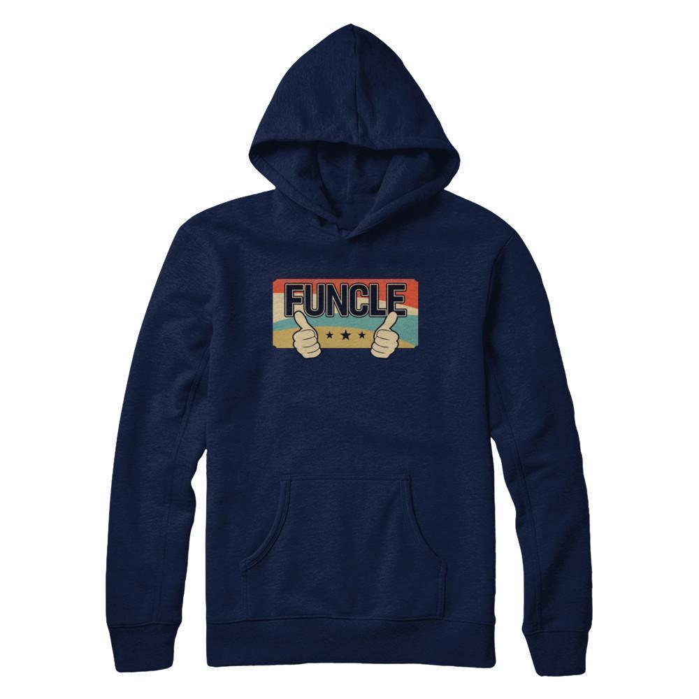 Vintage Retro Funcle Funny Uncle Only Cooler-T-Shirt & Sweatshirt-Pullover Hoodie-Navy