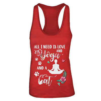 All I Need Is Love And Yoga And A Cat-T-Shirt & Tank Top-Women's Ideal Racerback Tank-Red