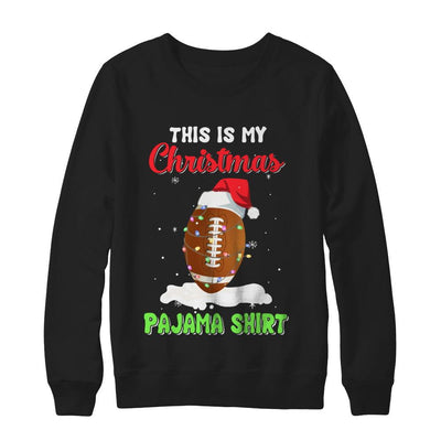 This Is My Christmas Pajama Xmas Football Santa-T-Shirt & Sweatshirt-Crewneck Sweatshirt-Black