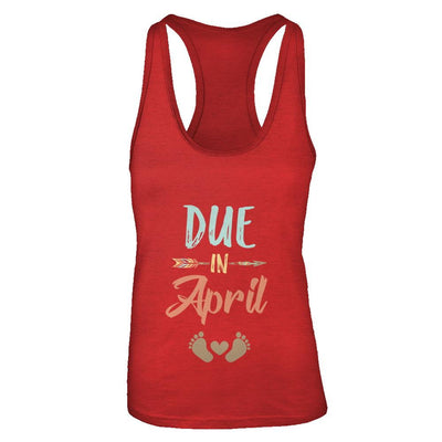 Due Date April 2021 Announcement Mommy Bump Pregnancy-T-Shirt & Tank Top-Women's Ideal Racerback Tank-Red