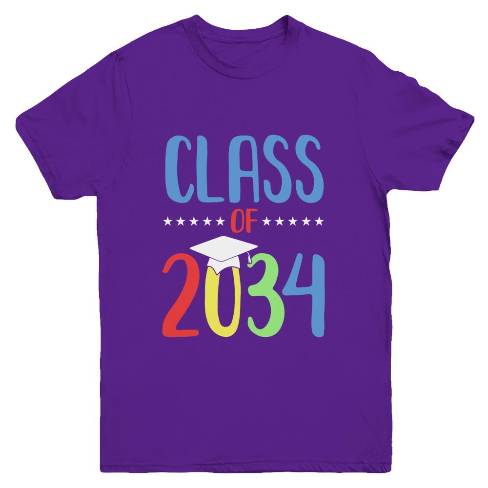Grow With Me First Day Of School Class Of 2034 Youth-Youth Shirt-Youth T-Shirt-Purple