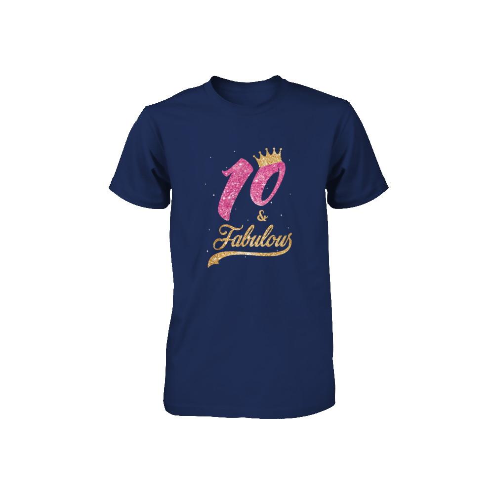 10Th And Fabulous Ten Birthday Youth-Youth Shirt-Youth T-Shirt-Navy