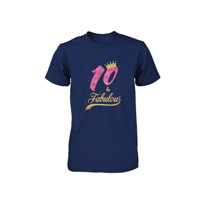 10Th And Fabulous Ten Birthday Youth-Youth Shirt-Youth T-Shirt-Navy