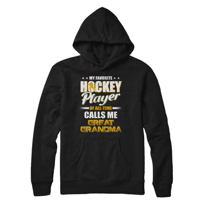 My Favorite Hockey Player Calls Me Great Grandma Hockey-T-Shirt & Hoodie-Pullover Hoodie-Black