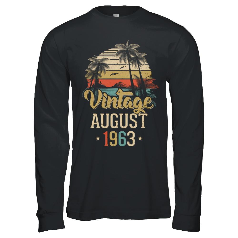 Retro Classic Vintage August 1963 58th Birthday Gift-T-Shirt & Hoodie-Long Sleeve T-Shirt-Black