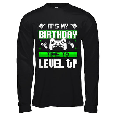 It's My Birthday Time To Level Up-T-Shirt & Hoodie-Long Sleeve T-Shirt-Black