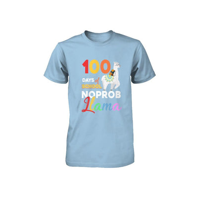 100 Days Of School Shirt Cute No Probllama Llama Youth-Youth Shirt-Toddler T-Shirt-Light Blue
