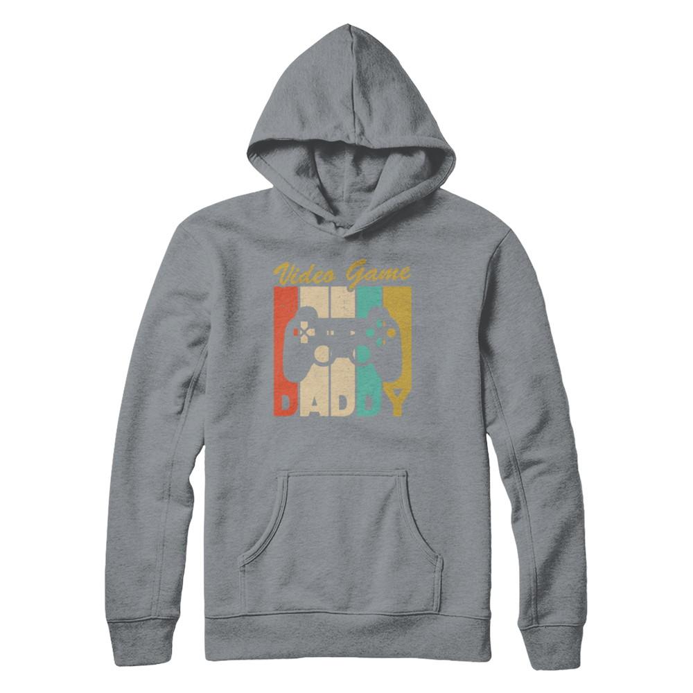 Retro Vintage Daddy Video Games Gaming Dad Fathers Day Gift-T-Shirt & Hoodie-Pullover Hoodie-Light Steel