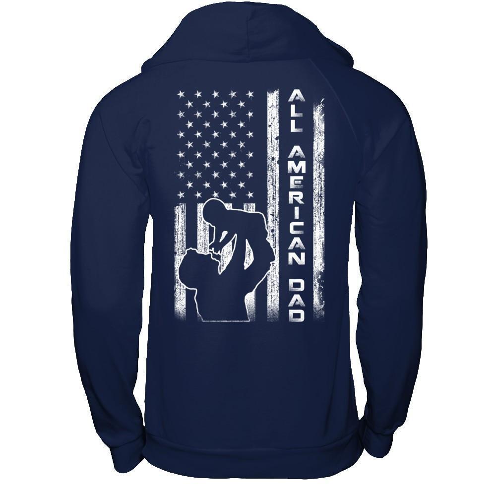 All American Dad Flag-T-Shirt & Hoodie-Pullover Hoodie-Navy