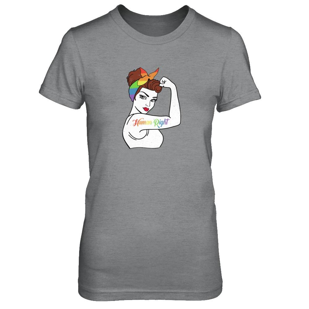 Lady Human Right LGBT Lesbian Gay Pride-T-Shirt & Tank Top-Women's T-Shirt-Sport Grey