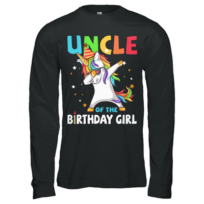 UNCLE Of The Birthday Girl Dabbing Unicorn Party-T-Shirt & Hoodie-Long Sleeve T-Shirt-Black
