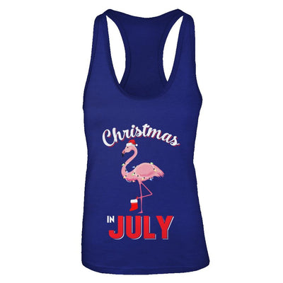 Funny Party X-Mas Flamingo Christmas In July-T-Shirt & Tank Top-Women's Ideal Racerback Tank-Royal