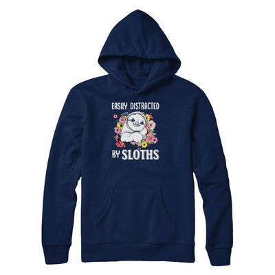 Easily Distracted By Sloths-T-Shirt & Tank Top-Pullover Hoodie-Navy
