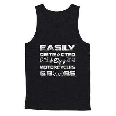 Easily Distracted By Motorcycles And Boobs-T-Shirt & Hoodie-Unisex Tank-Black