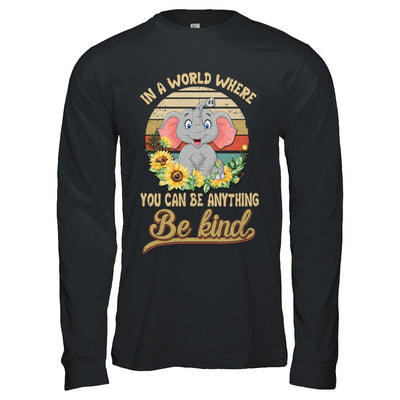Vintage In World Where You Can Be Anything Be Kind Elephant-T-Shirt & Hoodie-Long Sleeve T-Shirt-Black