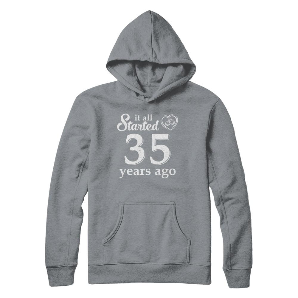 35Th Wedding Anniversary Married Couples 1986 Husband Wife-T-Shirt & Hoodie-Pullover Hoodie-Light Steel