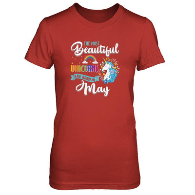 The Most Beautiful Unicorns Are Born In May Birthday-T-Shirt & Tank Top-Women's T-Shirt-Red