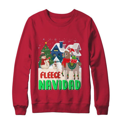 Fleece Navidad Llama Christmas Gifts Spanish-T-Shirt & Sweatshirt-Crewneck Sweatshirt-Red
