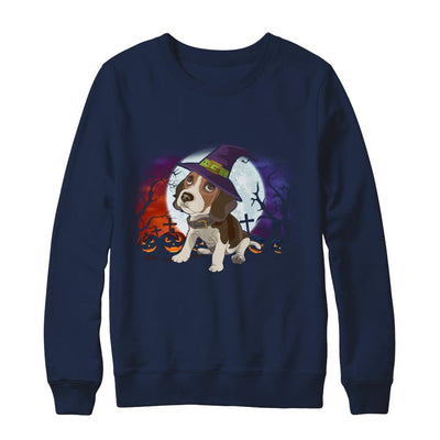 Cute Halloween Beagle Puppy Pumpkins-T-Shirt & Sweatshirt-Crewneck Sweatshirt-Navy