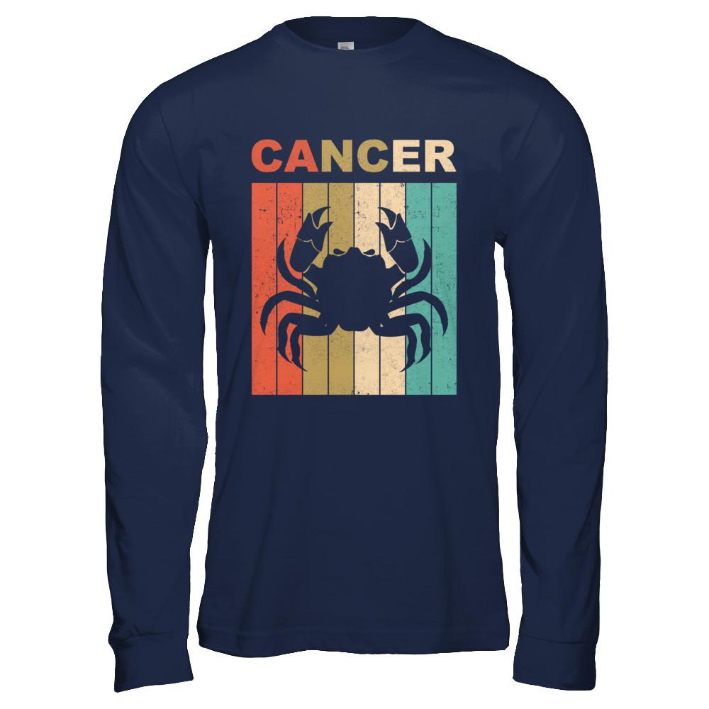 Vintage Cancer Zodiac June July Birthday Gift-T-Shirt & Hoodie-Long Sleeve T-Shirt-Navy