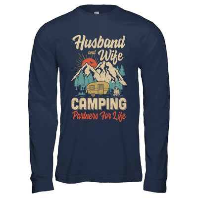 Husband And Wife Camping Partners For Life Camping-T-Shirt & Hoodie-Long Sleeve T-Shirt-Navy