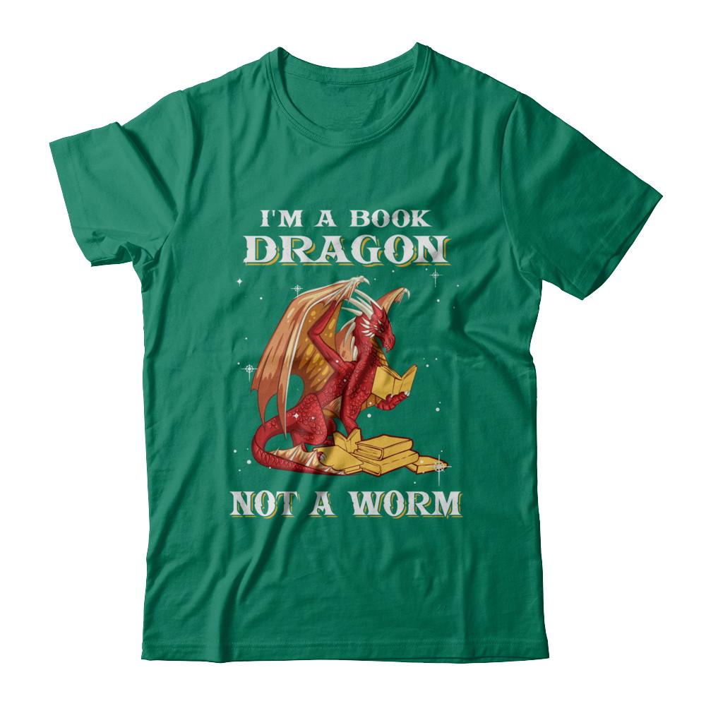 Reading Book I'm A Book Dragon Not A Worm-T-Shirt & Hoodie-Classic T-Shirt-Kelly Green