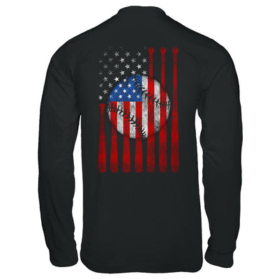 American Flag Vintage Baseball-T-Shirt & Hoodie-Long Sleeve T-Shirt-Black