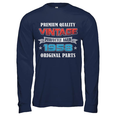 Vintage Premium Prefectly Aged 1958 63th Birthday Gift-T-Shirt & Hoodie-Long Sleeve T-Shirt-Navy