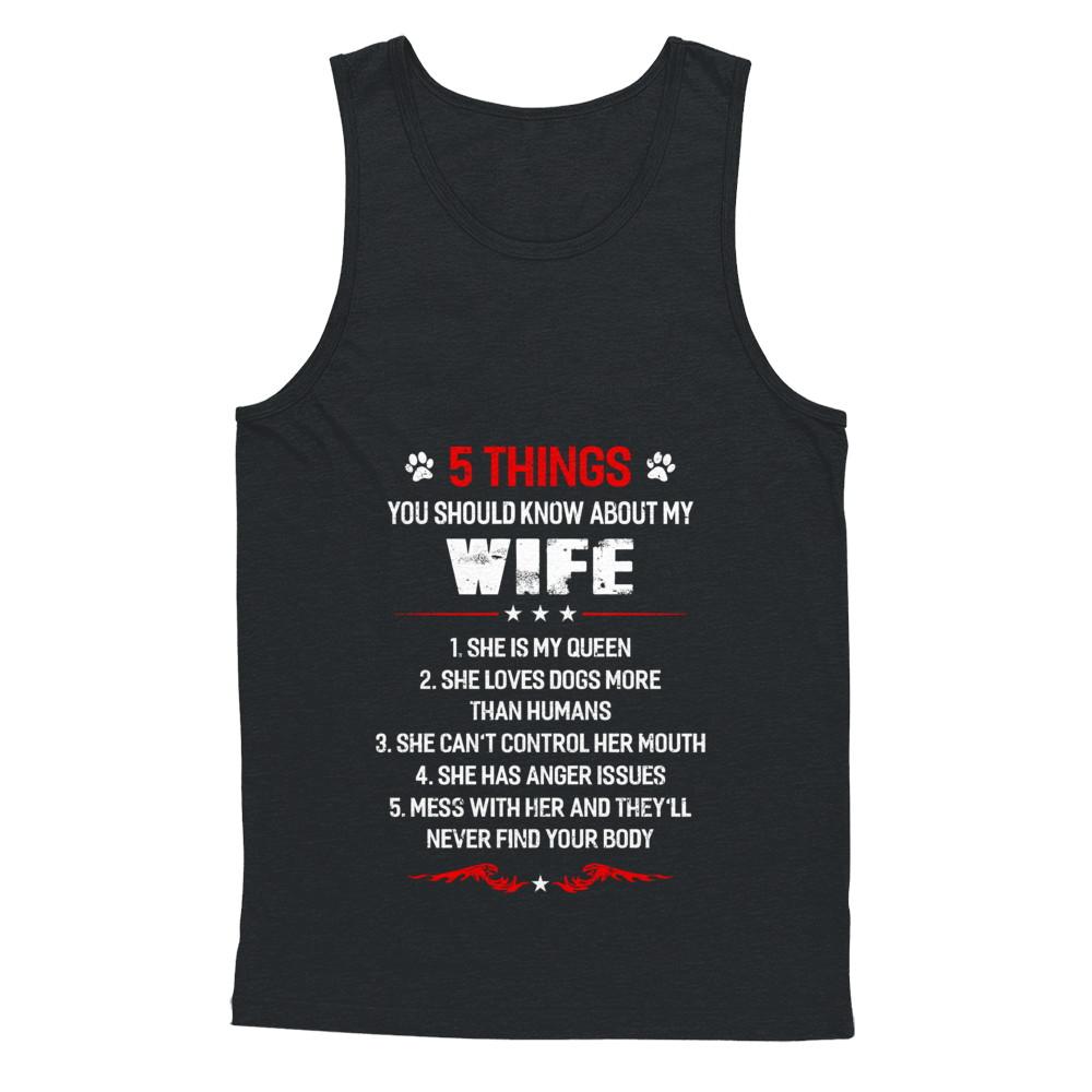 5 Things You Should Know About My Wife Dogs Husband-T-Shirt & Hoodie-Unisex Tank-Black