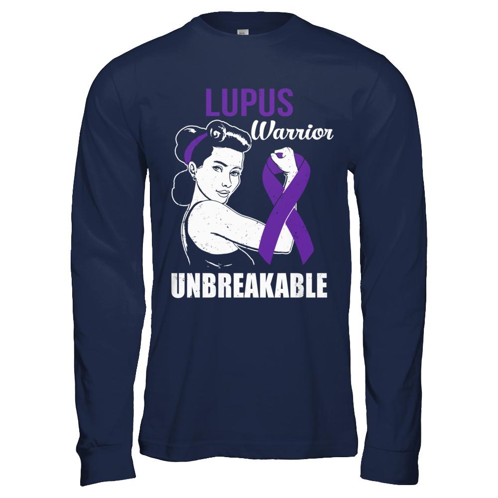 Lupus Warrior Unbreakable Lupus Awareness-T-Shirt & Hoodie-Long Sleeve T-Shirt-Navy