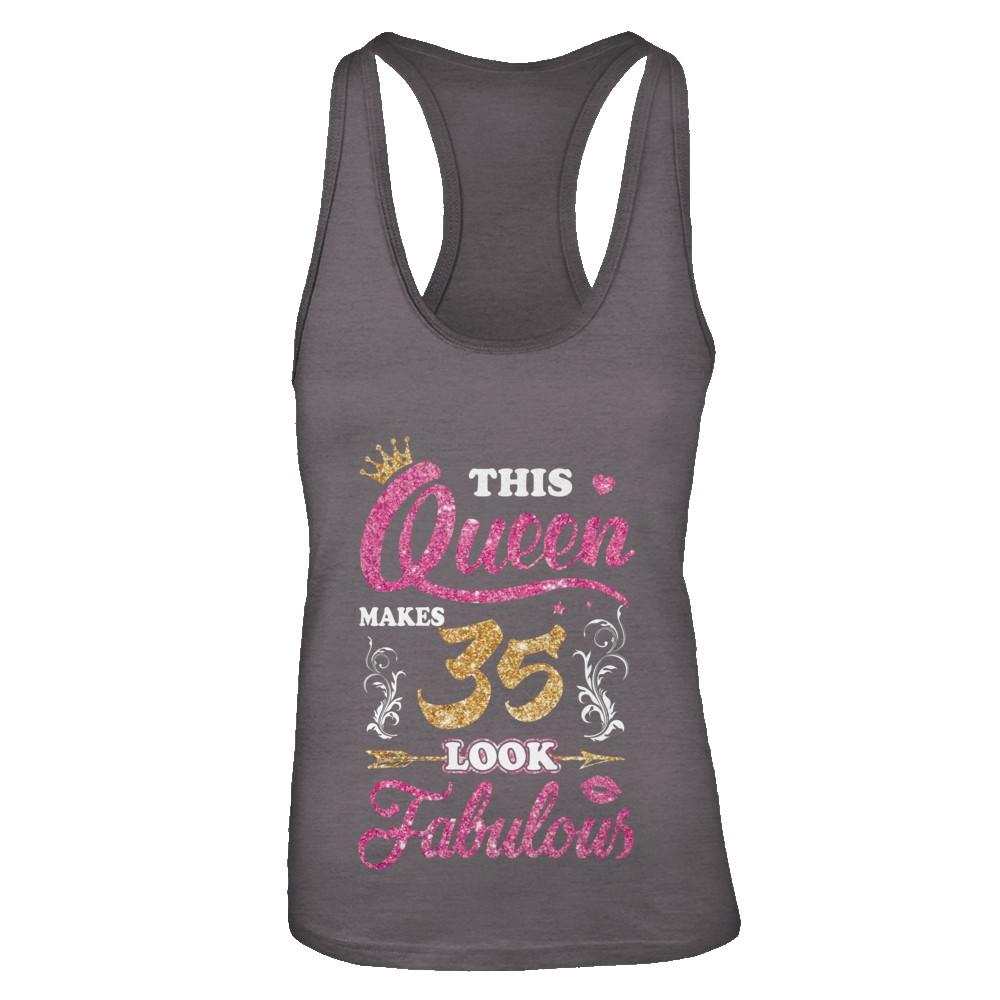 This Queen Makes 35 Look Fabulous 1986 35th Birthday-T-Shirt & Tank Top-Women's Ideal Racerback Tank-Dark Grey