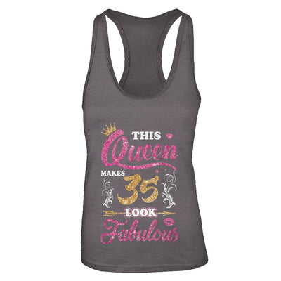 This Queen Makes 35 Look Fabulous 1986 35th Birthday-T-Shirt & Tank Top-Women's Ideal Racerback Tank-Dark Grey