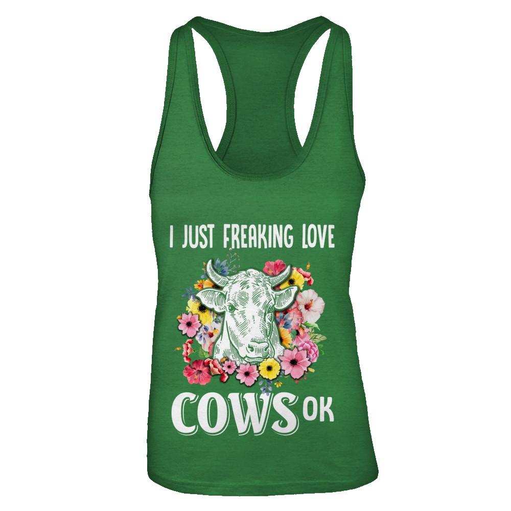 I Just Freaking Love Cows-T-Shirt & Tank Top-Women's Ideal Racerback Tank-Kelly Green