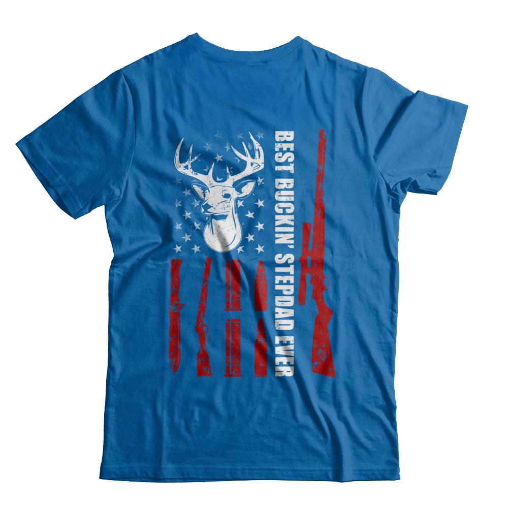 Best Buckin' Stepfather Ever Deer Hunting Stepdad Fathers Day-T-Shirt & Hoodie-Classic T-Shirt-Royal