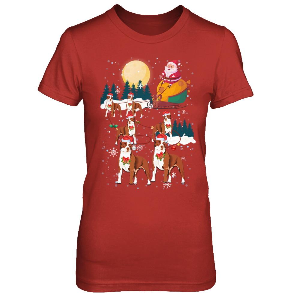 Dog Reindeer Pit bull Christmas Gift-T-Shirt & Sweatshirt-Women's T-Shirt-Red