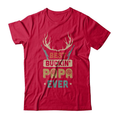 Vintage Best Buckin' Papa Ever Deer Hunting-T-Shirt & Hoodie-Classic T-Shirt-Red