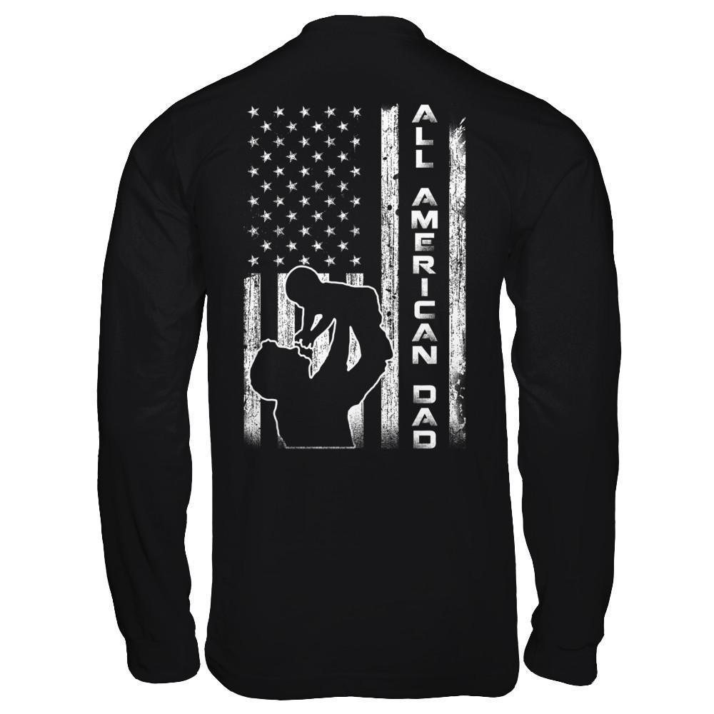 All American Dad Flag-T-Shirt & Hoodie-Long Sleeve T-Shirt-Black