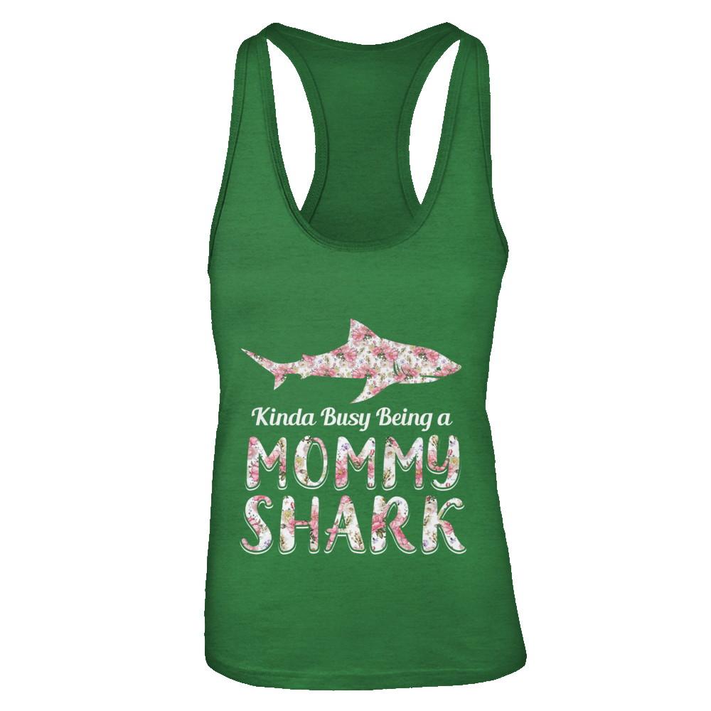 Mommy Shark Kinda Busy Being A Mommyshark-T-Shirt & Tank Top-Women's Ideal Racerback Tank-Kelly Green