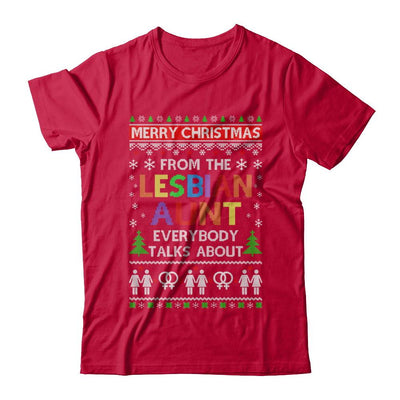 LGBT Merry Christmas From Lesbian Aunt Ugly Christmas Sweater-T-Shirt & Sweatshirt-Classic T-Shirt-Red