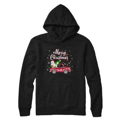 Poodle Retriever Rides Red Truck Christmas Pajama-T-Shirt & Sweatshirt-Pullover Hoodie-Black