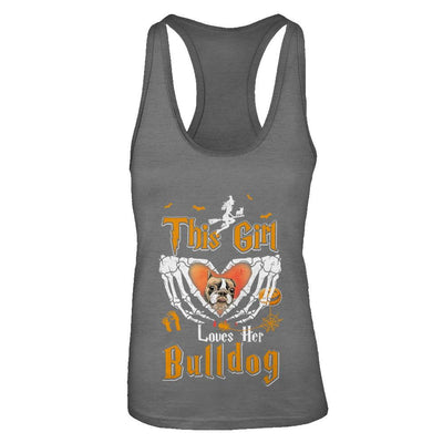 This Girl Love Her Dog Bulldog Halloween-T-Shirt & Tank Top-Women's Ideal Racerback Tank-Dark Grey
