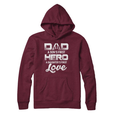 Dad A Sons First Hero A Daughters First Love Fathers Day Gift-T-Shirt & Hoodie-Pullover Hoodie-Maroon