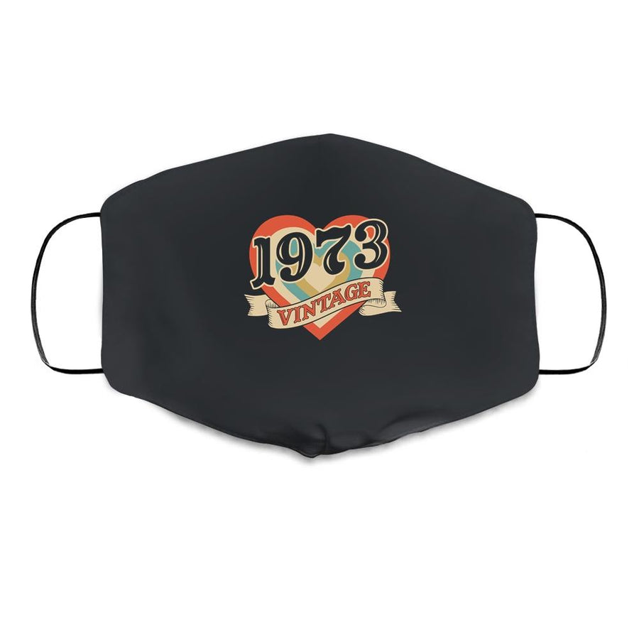 48th Birthday Gifts Classic Retro Heart Vintage 1973 Cloth Face Mask-Cloth Face Mask-Cloth Face Mask-Black