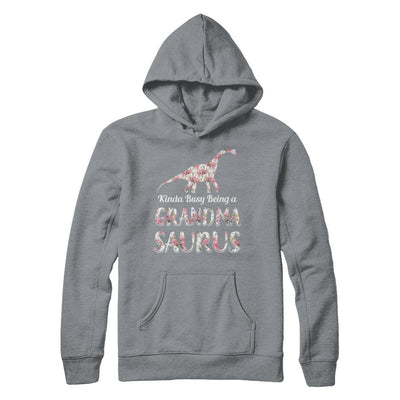 Grandma Saurus Dinosaur Kinda Busy Being A Grandmasaurus-T-Shirt & Hoodie-Pullover Hoodie-Light Steel