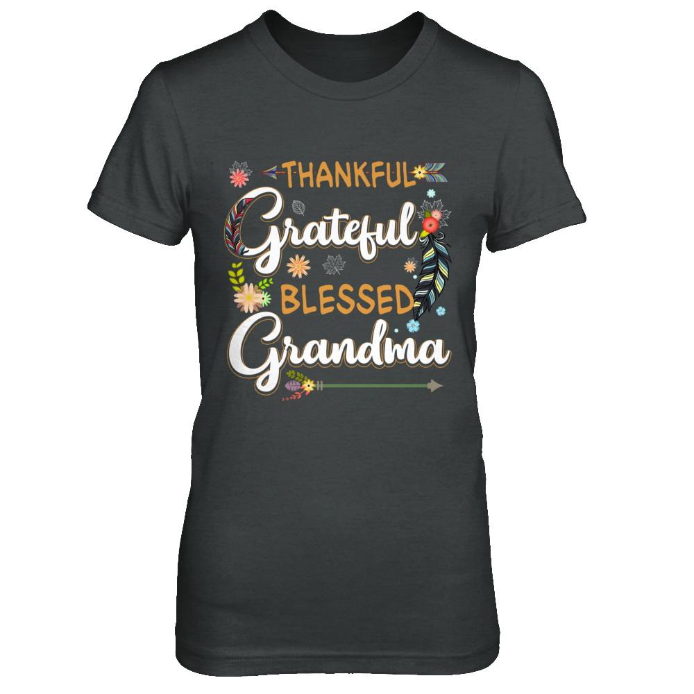 Grateful Thankful And Blessed Grandma-T-Shirt & Hoodie-Women's T-Shirt-Dark Heather